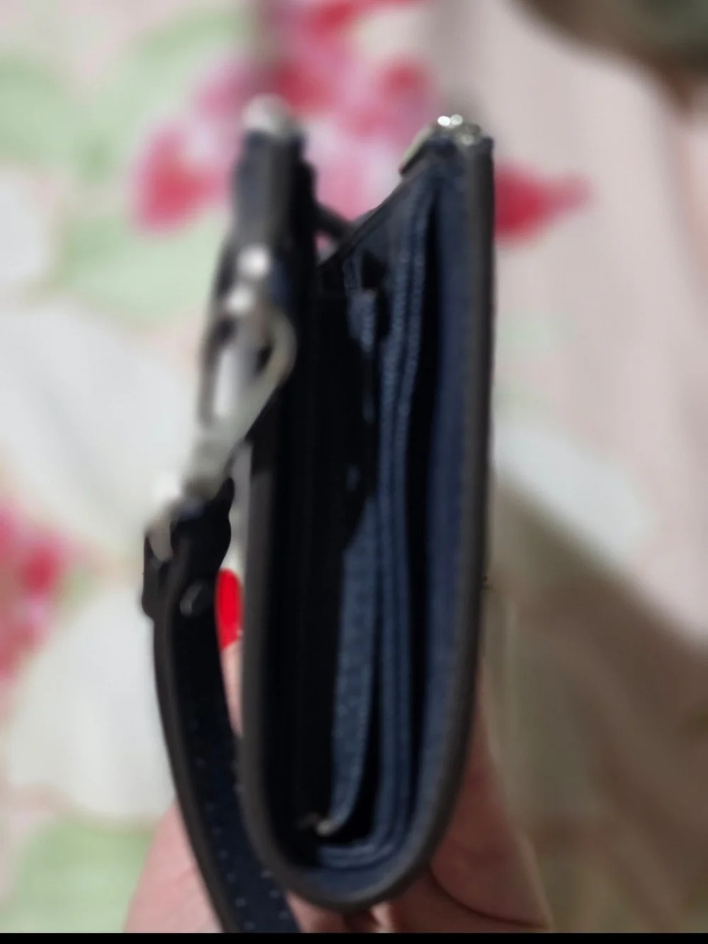 Michael Kors Double Zip Wristlet Navy Blue Leather Wallet
